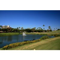 Royal Ka'anapali golf course's 17th hole is a short par 4 played over water.